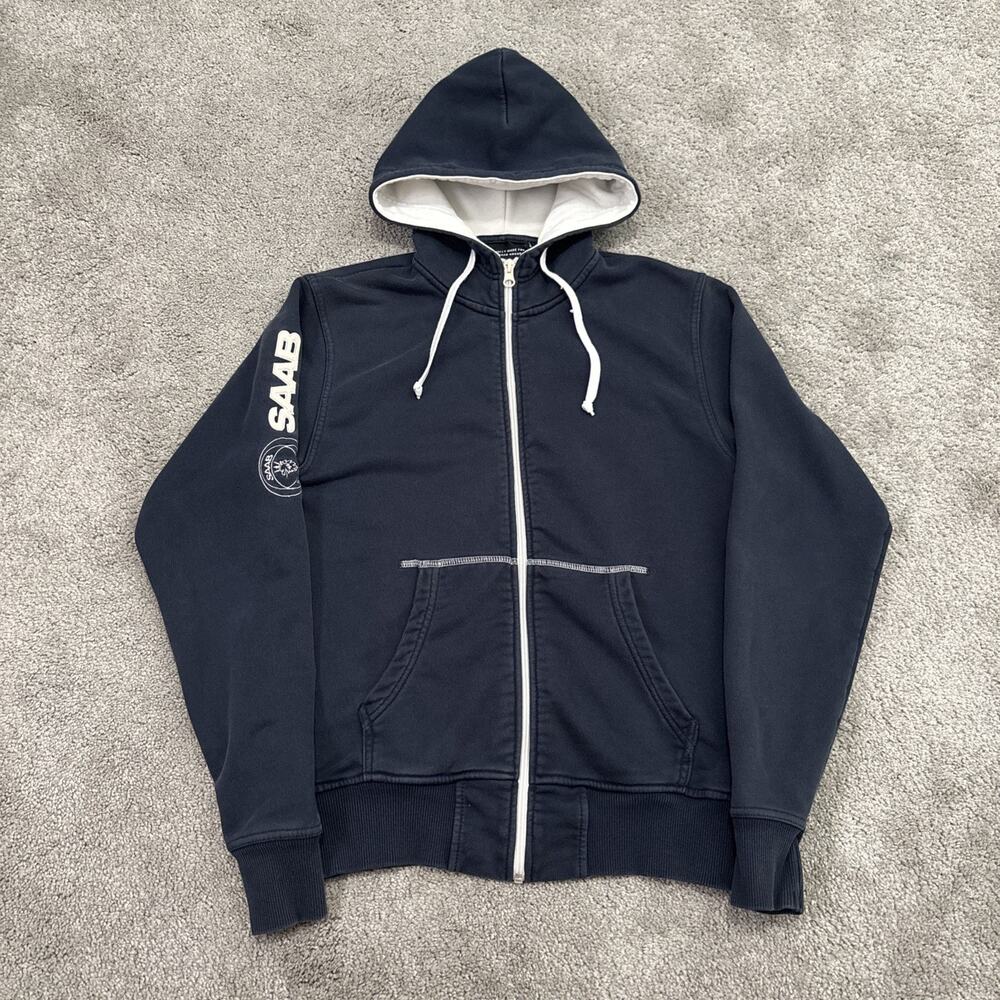 Vintage Saab Group Hoodie Men’s Size Small Blue Full Zip